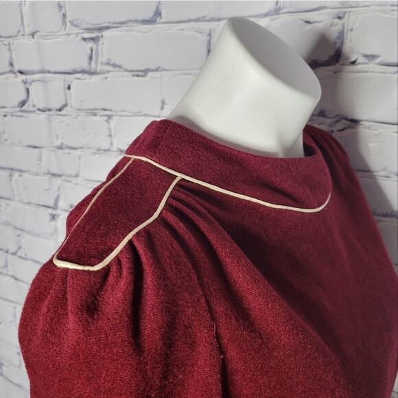 VTG Maroon Terry Cloth Long Sleeve Midi Dress vintage size 13-14, (modern Small) - Picture 3 of 8